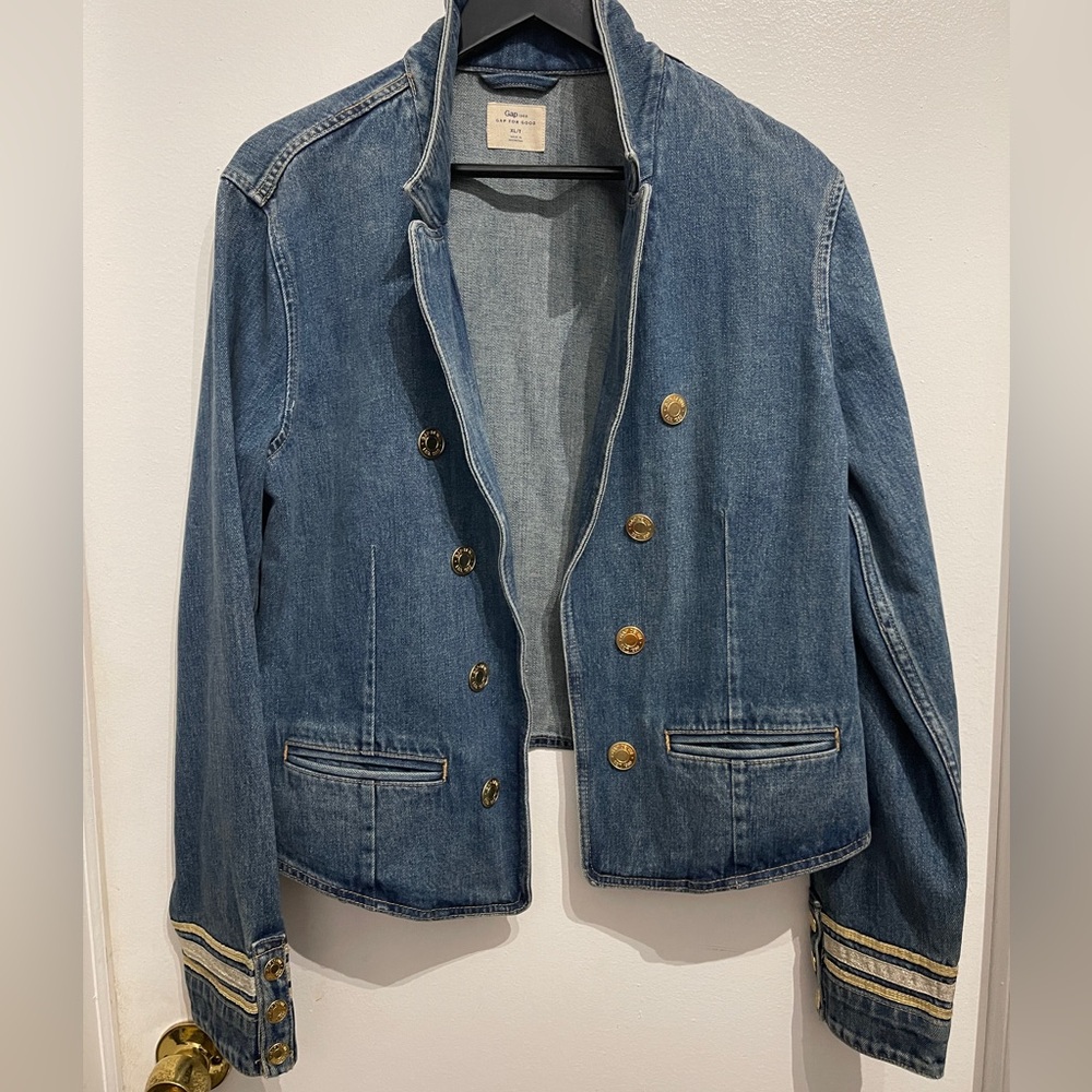 Gap FOR GOOD Denim Military/Band Jacket Sz. XL